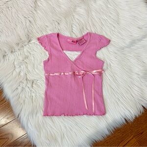 Y2k vintage just a girl pink babydoll top XXS